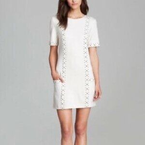 NWT Trina Turk Naomi Ivory Ponte Knit Studded Shift Dress 2